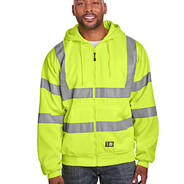 Men's Berne Hi-Vis Class 3 Lined Hooded Sweatshirt Thumbnail